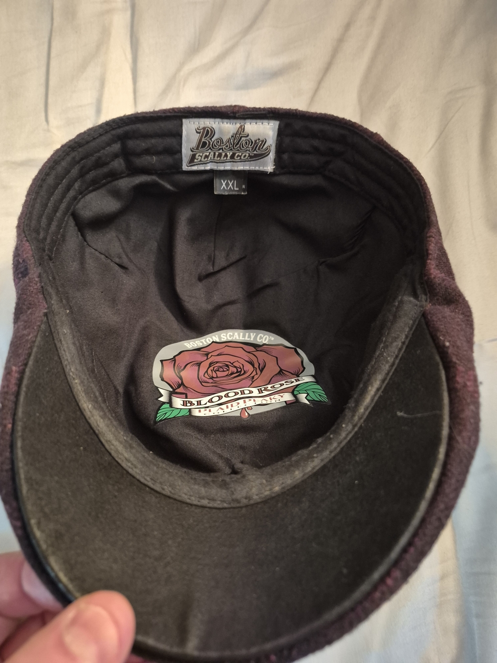 Boston Scally Blood Rose Newsboy Cap in Deep Plum XXL Barely Worn - Picture 3 of 4